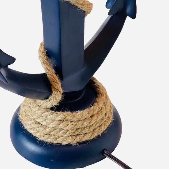 Table Lamp Blue Anchor Plug Lamp with Rope Nautical Beach Coastal Style - Picture 7 of 11